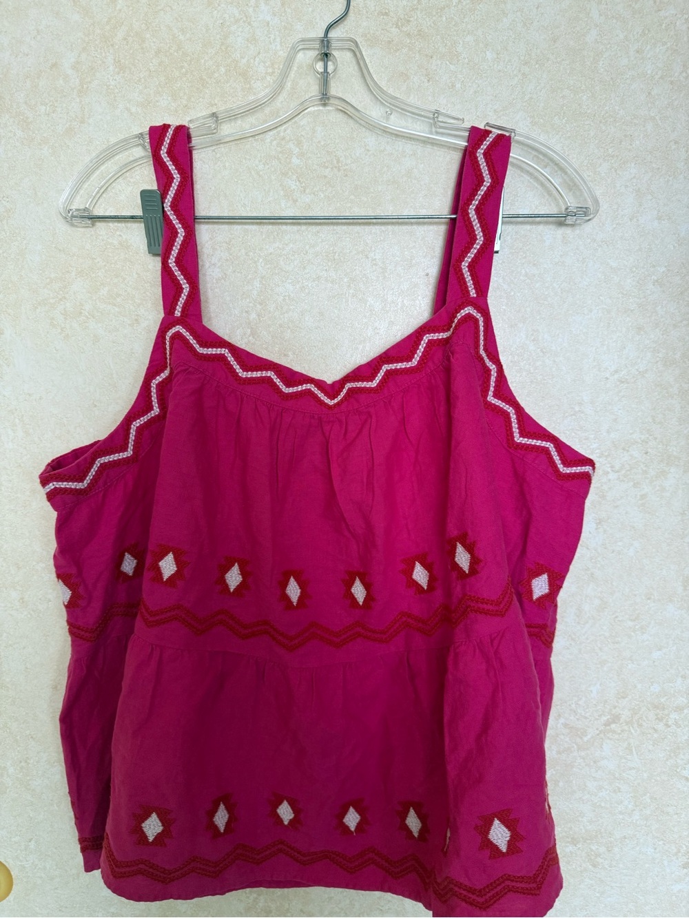 LOFT Magenta Embroidered Tank Top